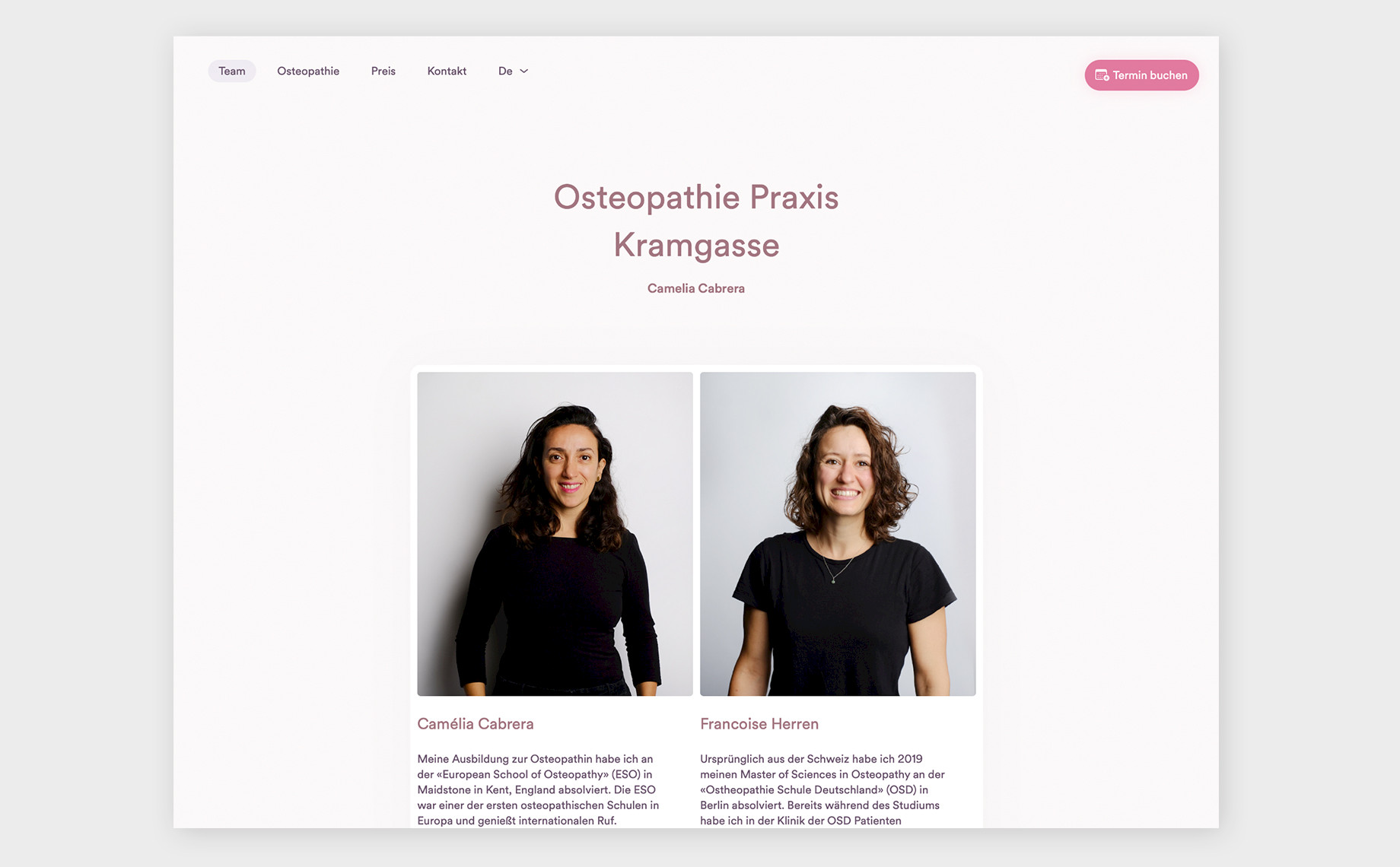 Website Praxis Osteopathie Kramgasse Bild 2